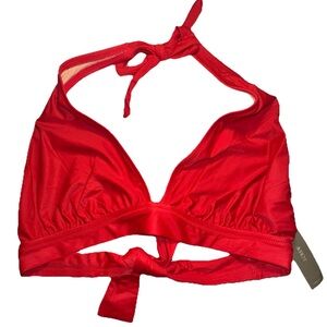 J Crew Bikini Halter Top Tie Back Size S Red Bright Cerise Swimsuit‎ Beach Swim